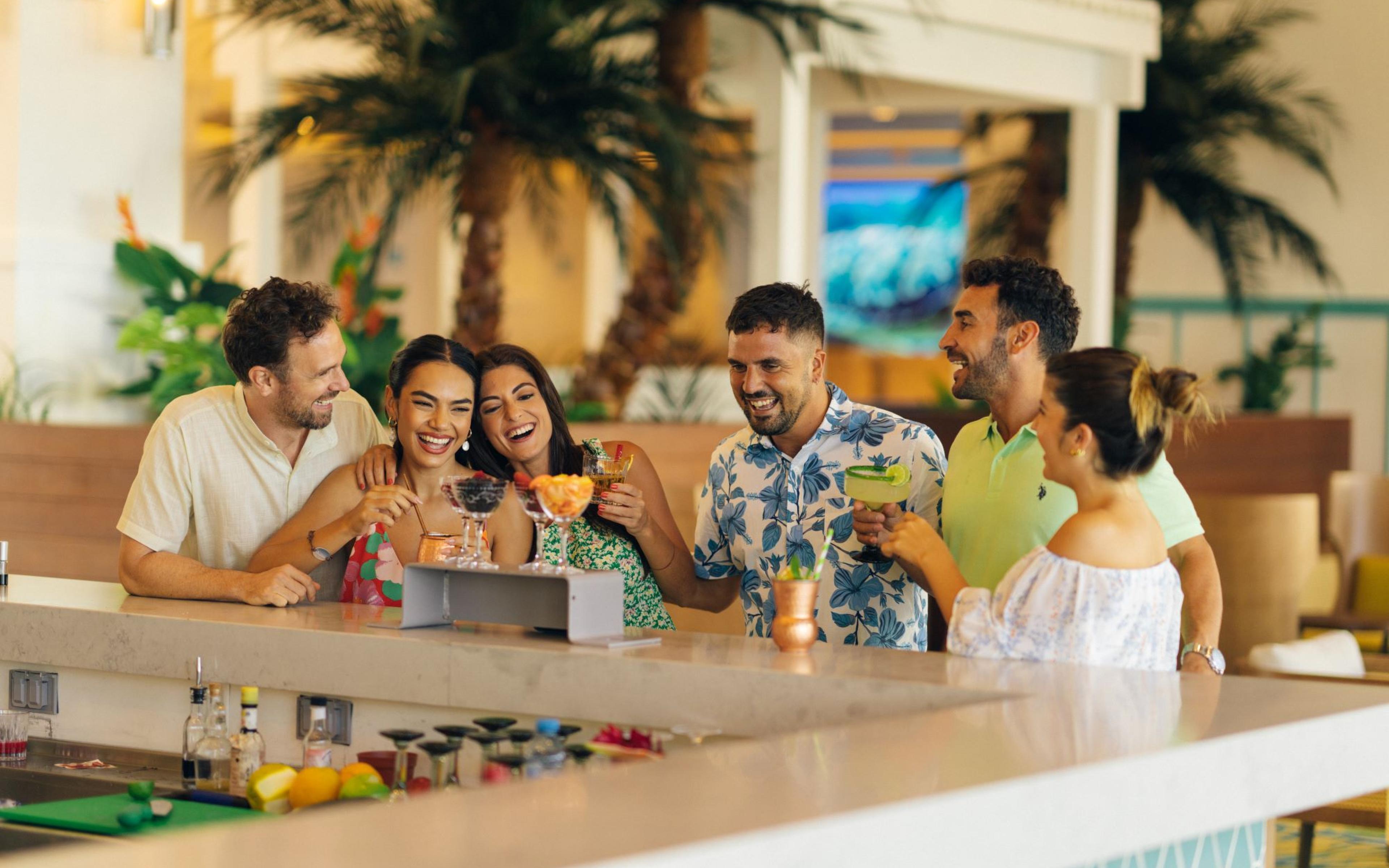 group of friends in a bar