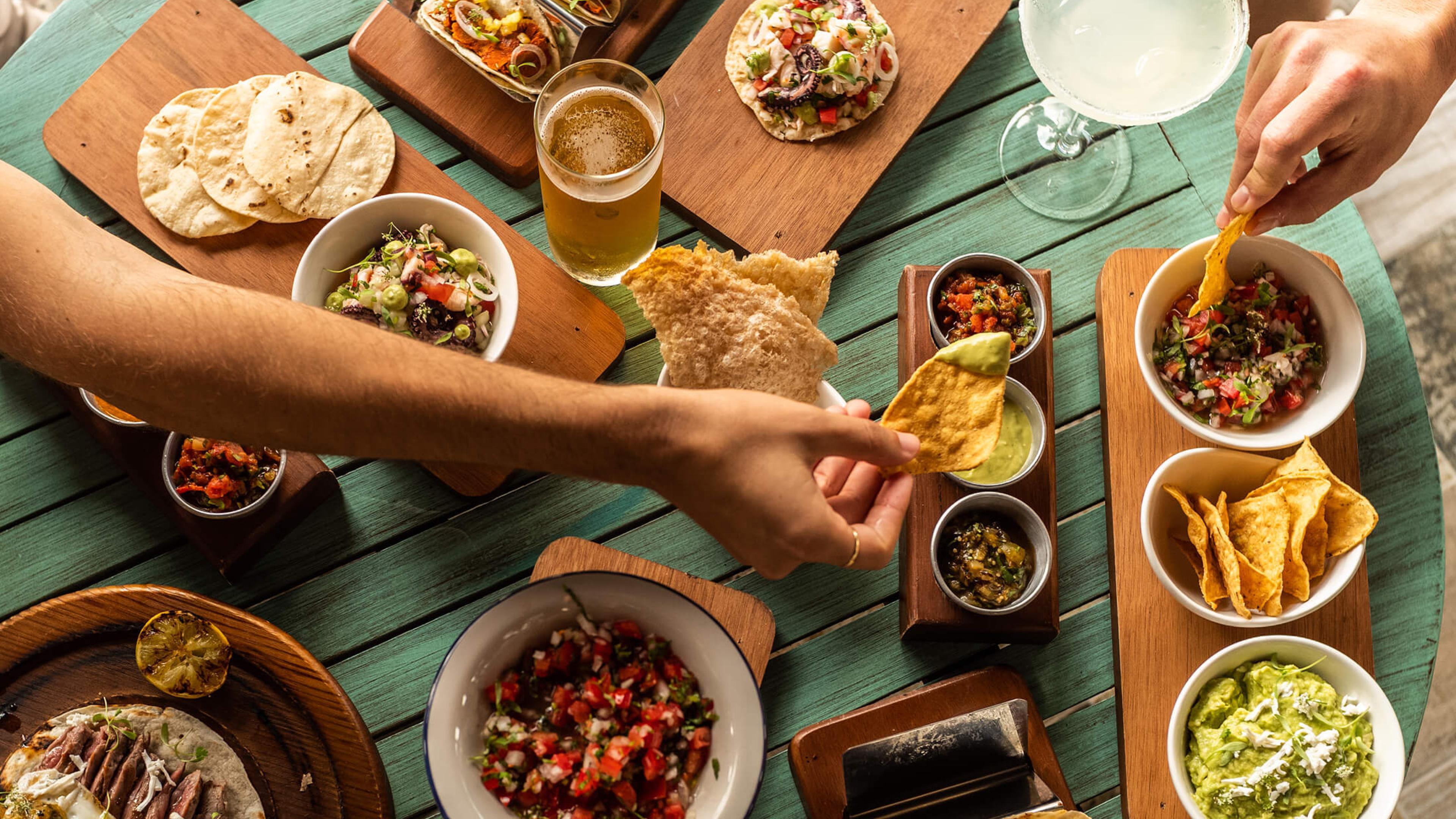 bunch of food on a table