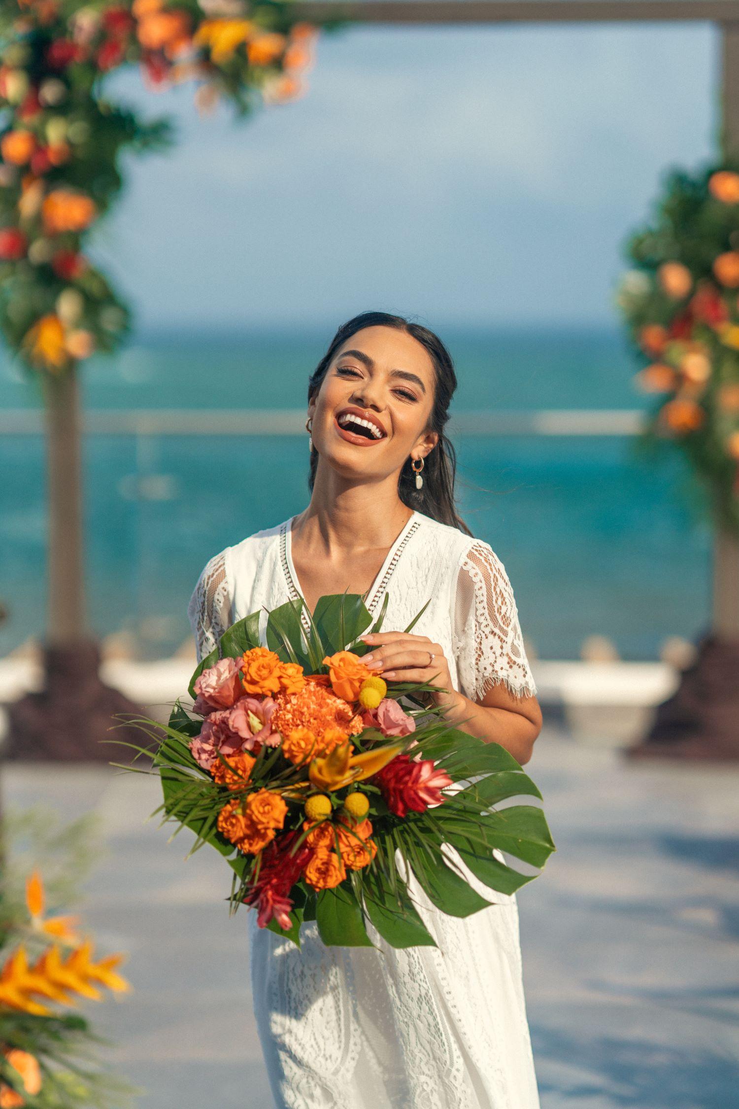 bride in wedding set up